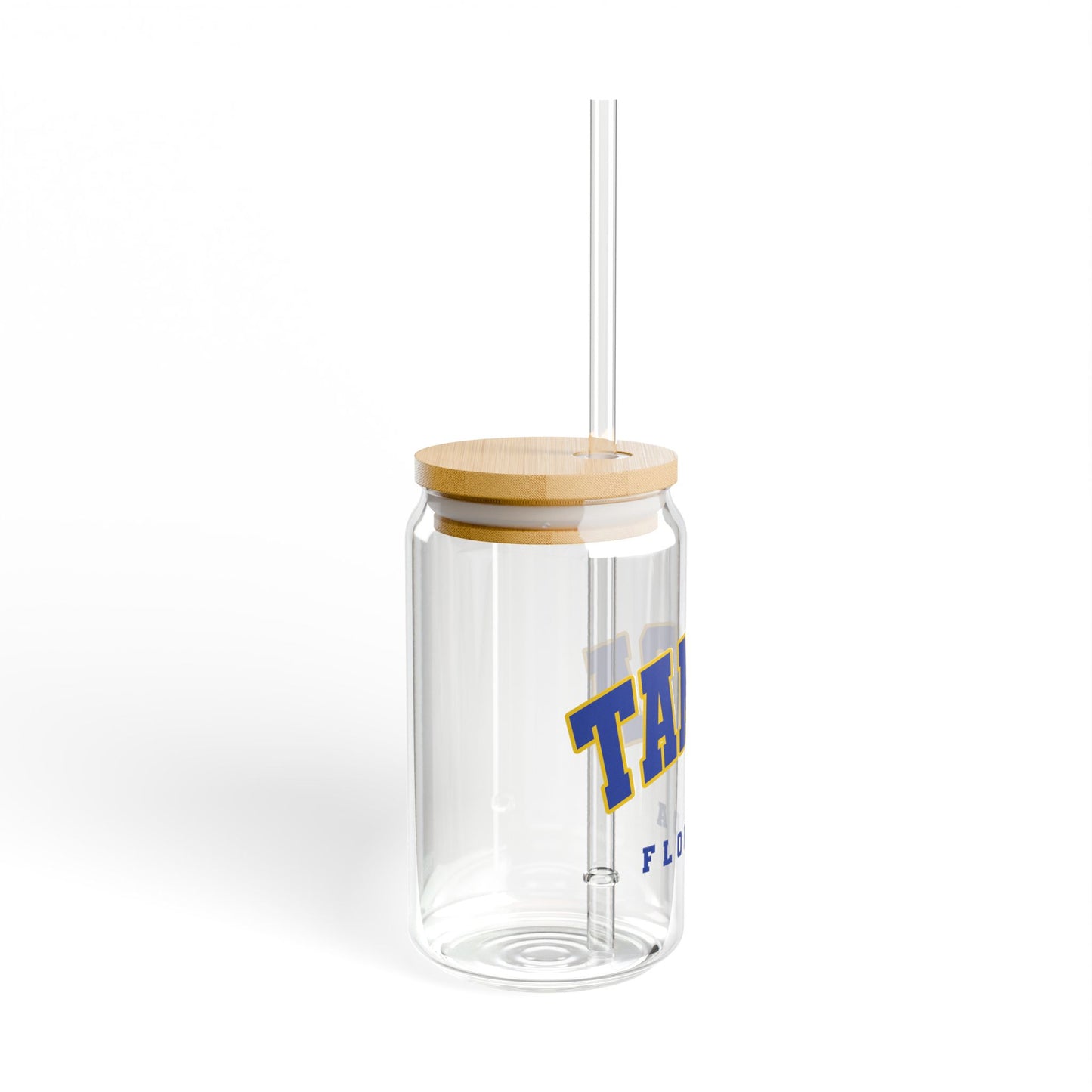 Copy of Custom College Merch Glass Tumbler 16 oz, ANY College Logo Cup, Iced Coffee Glass Tumblers, Lid and Straw, College Student Gift