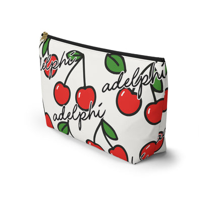 Cherry Print Accessory Pouch With Custom Text