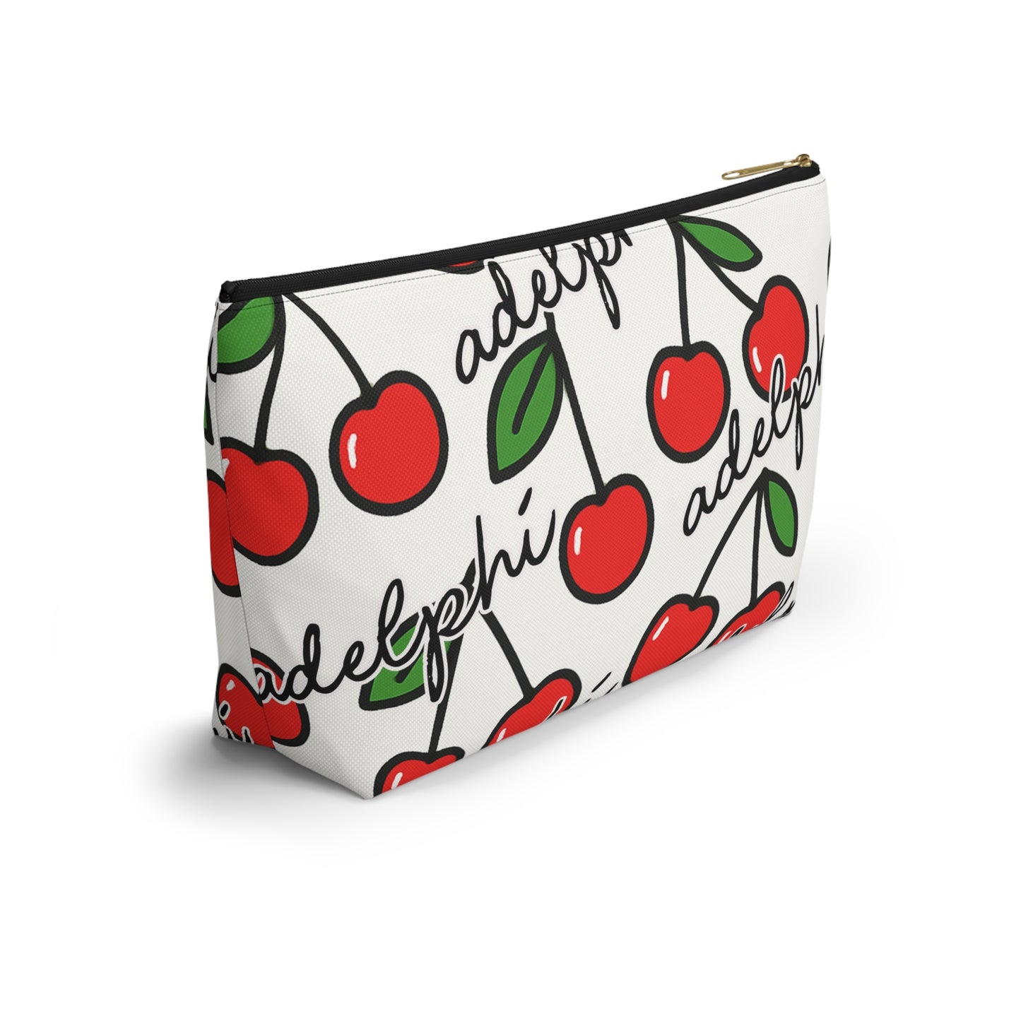 Cherry Print Accessory Pouch With Custom Text