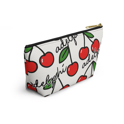 Cherry Print Accessory Pouch With Custom Text