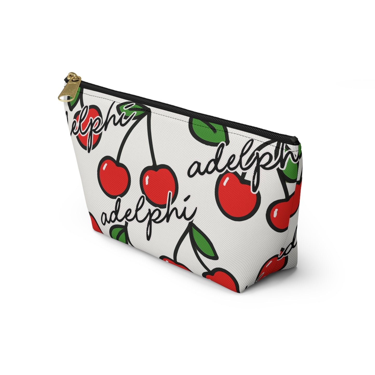 Cherry Print Accessory Pouch With Custom Text
