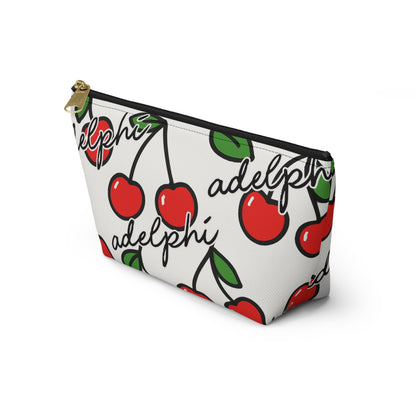 Cherry Print Accessory Pouch With Custom Text