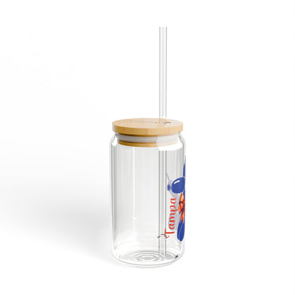 Balloon Dog Custom School Glass Tumbler - 16oz With Lid and Straw