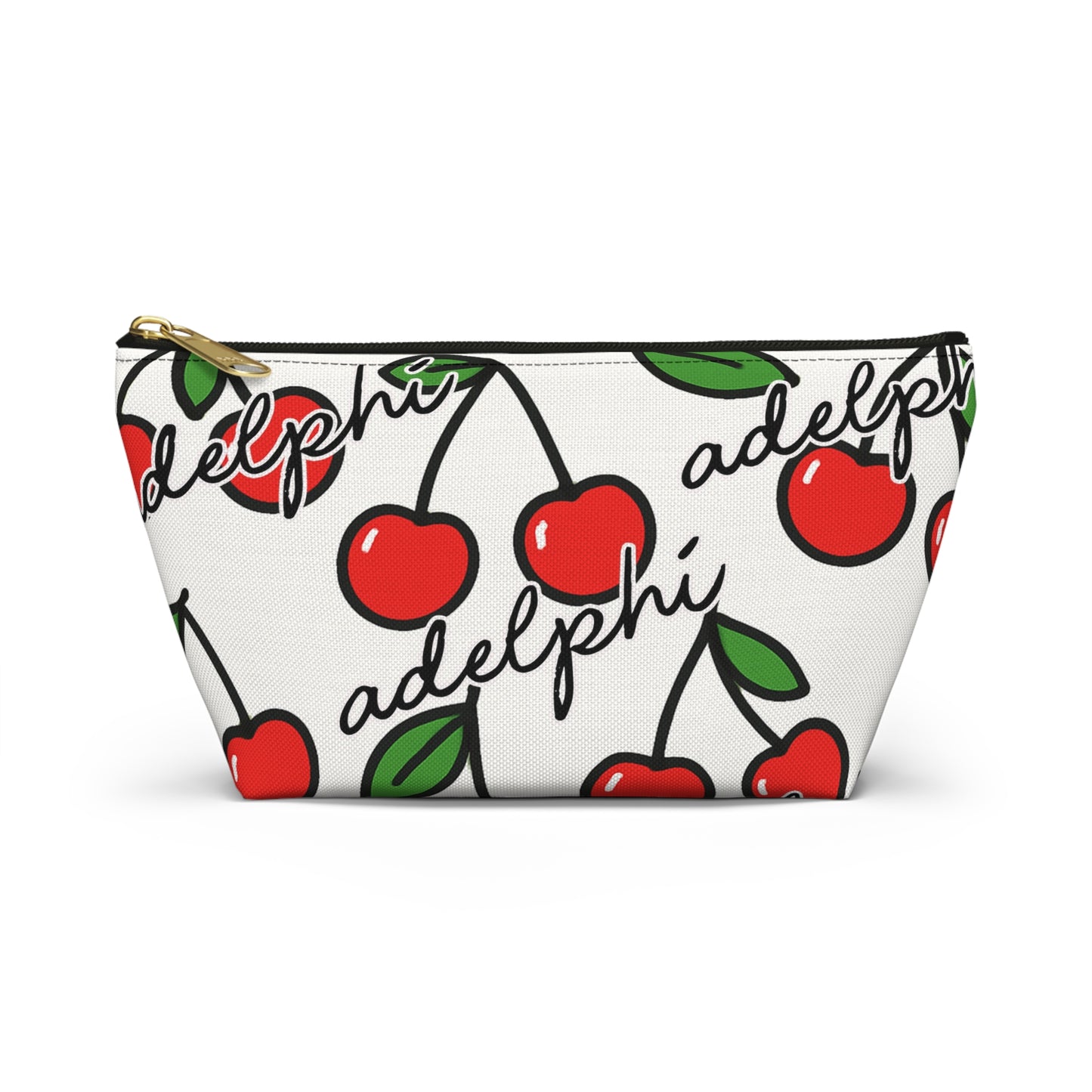 Cherry Print Accessory Pouch With Custom Text