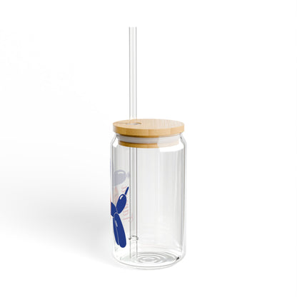 Balloon Dog Custom School Glass Tumbler - 16oz With Lid and Straw