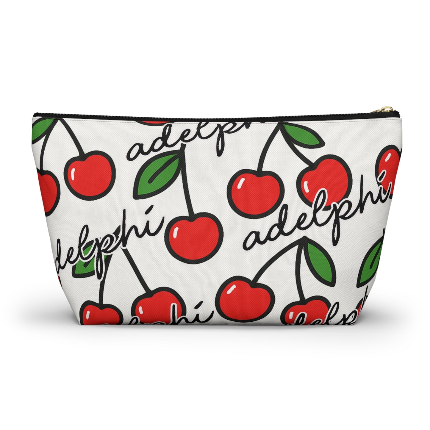 Cherry Print Accessory Pouch With Custom Text