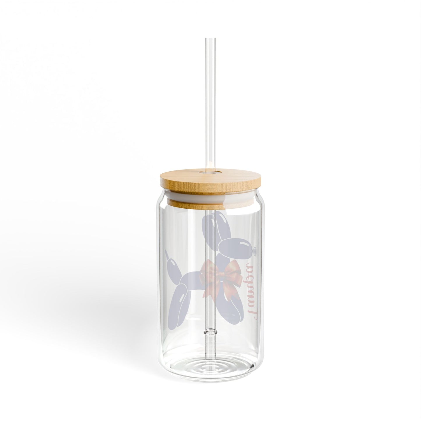 Balloon Dog Custom School Glass Tumbler - 16oz With Lid and Straw