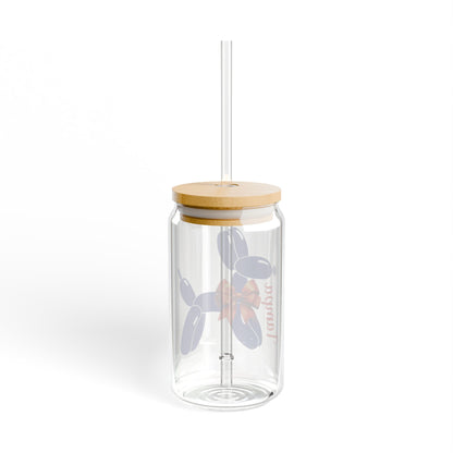 Balloon Dog Custom School Glass Tumbler - 16oz With Lid and Straw