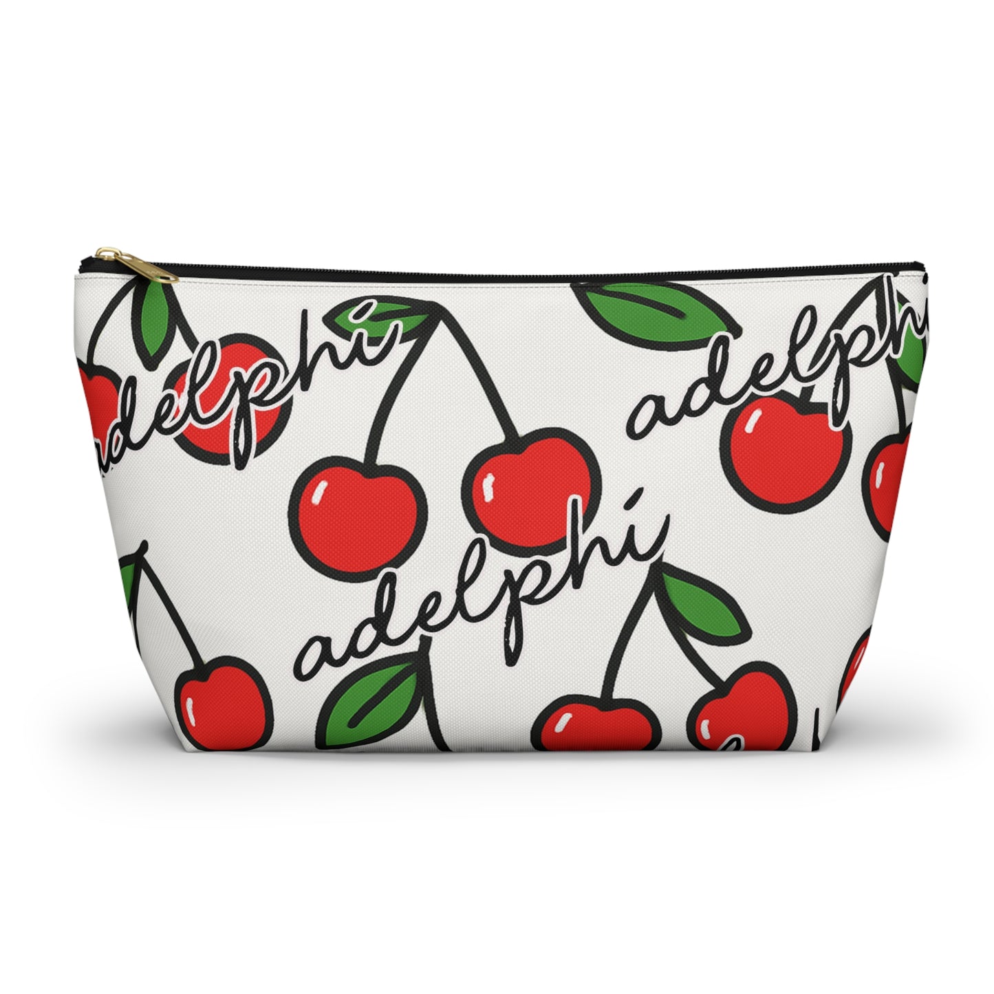 Cherry Print Accessory Pouch With Custom Text