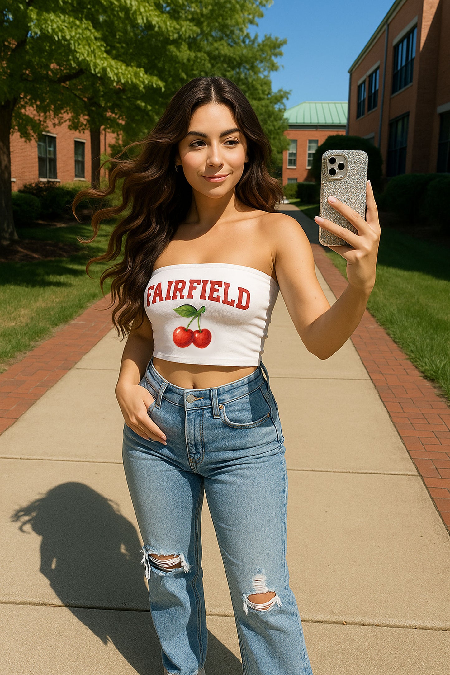 Custom College Cherries Crop Tube Top - Any School, Colors or University Name