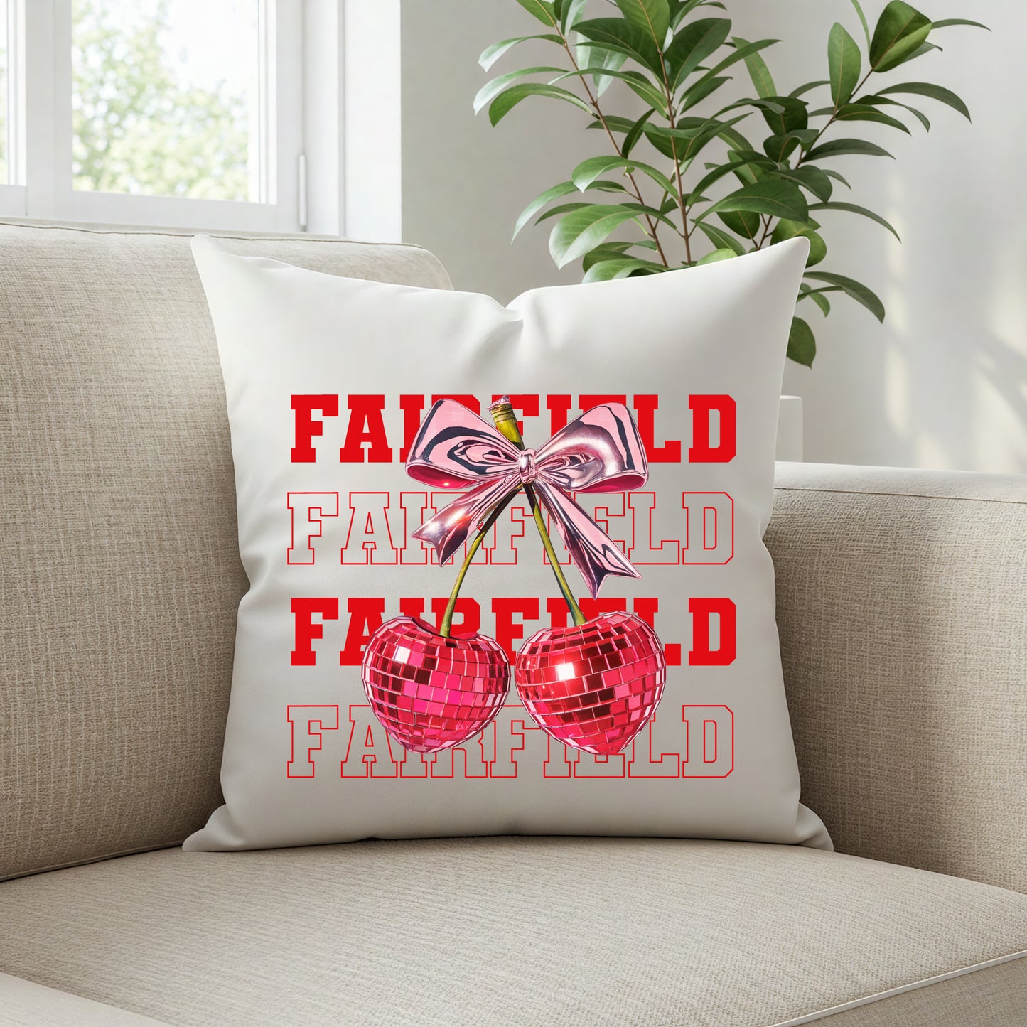 Cherries College Pillow - Customize With School Details