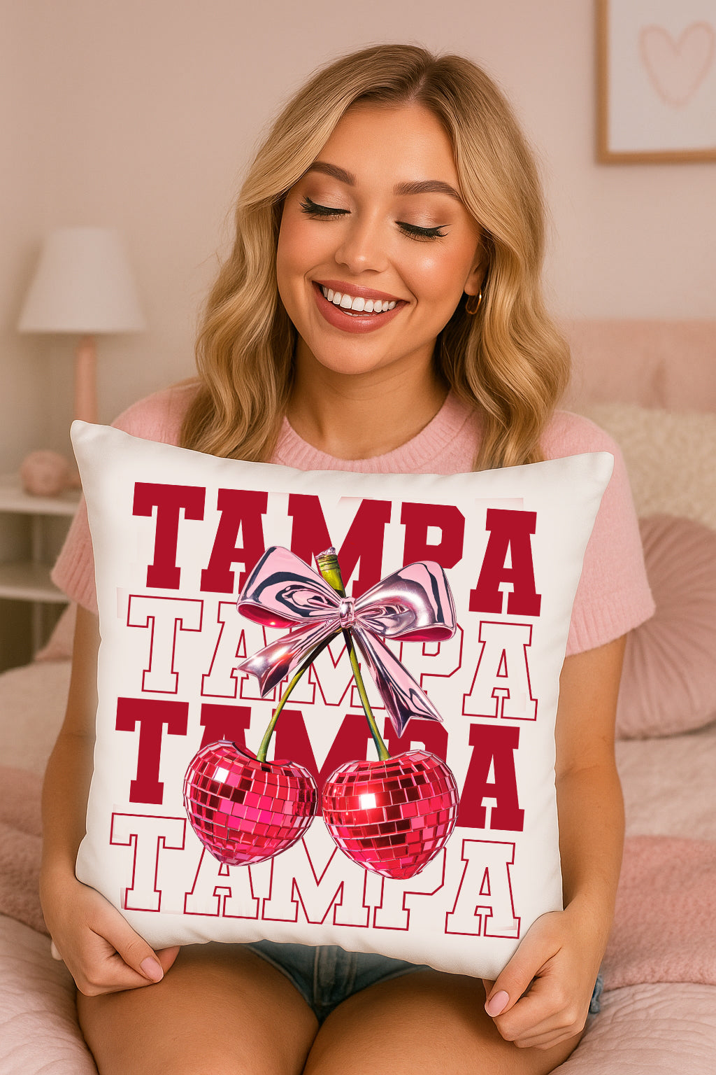 Cherries College Pillow - Customize With School Details
