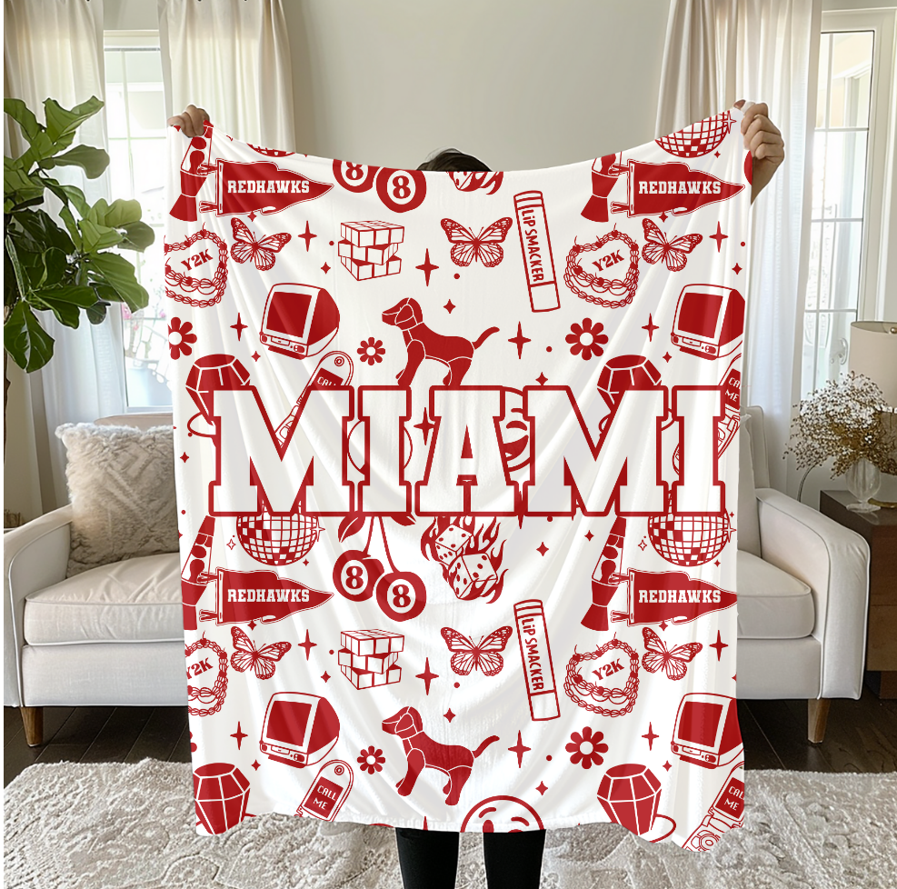 Custom Y2K School or Mascot Name Blanket