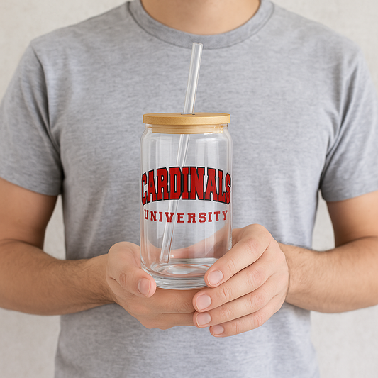 Custom College Merch Glass Tumbler 16 oz, ANY College or Logo