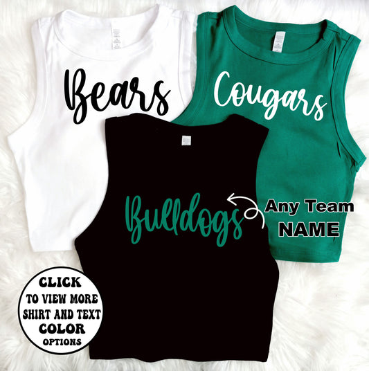 Custom Mascot Crop Tank Top - Any School or University Name