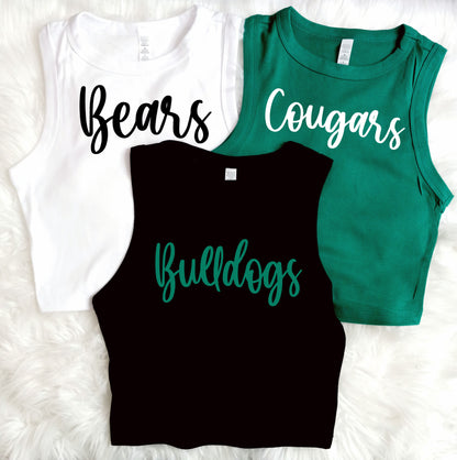 Custom Mascot Crop Tank Top - Any School or University Name