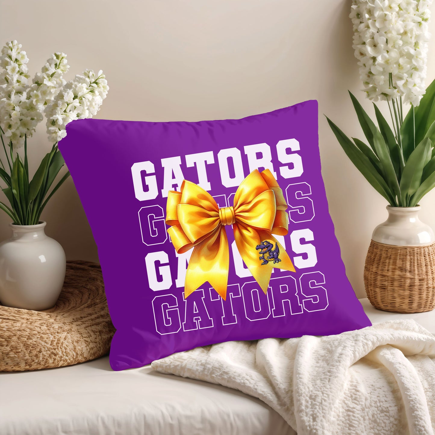 College Mascot Coquette Custom Pillow, ANY School Name Merch
