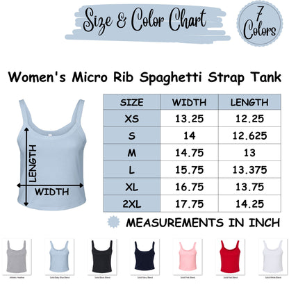 Custom College Crop Tank Top With Spaghetti Straps - Any School, Colors or University Name (Copy)